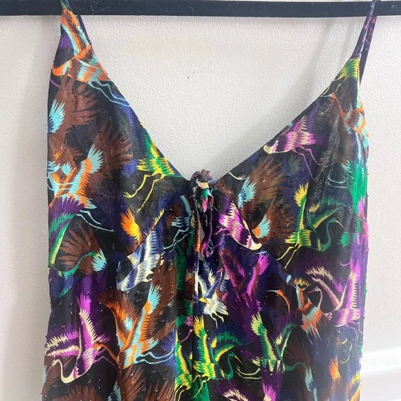 Anthropologie Abstract Bird Print Slip Dress Size L - Picture 3 of 8